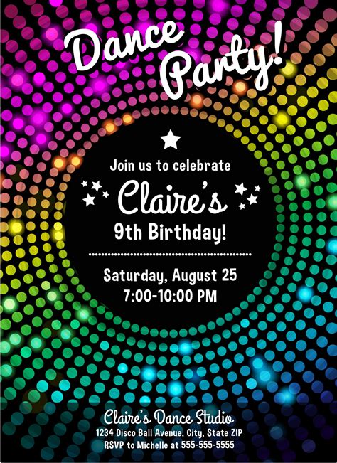 Printable Dance Party Invitations